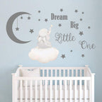Dream Big Little One Wall Decal – Elephant Quote Wall Sticker for Nursery