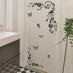Black Floral Vine Window Cling – Anti-Collision Glass Door Decal