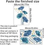 Large Blue Flower Wall Decal – Floral Butterfly Wall Sticker