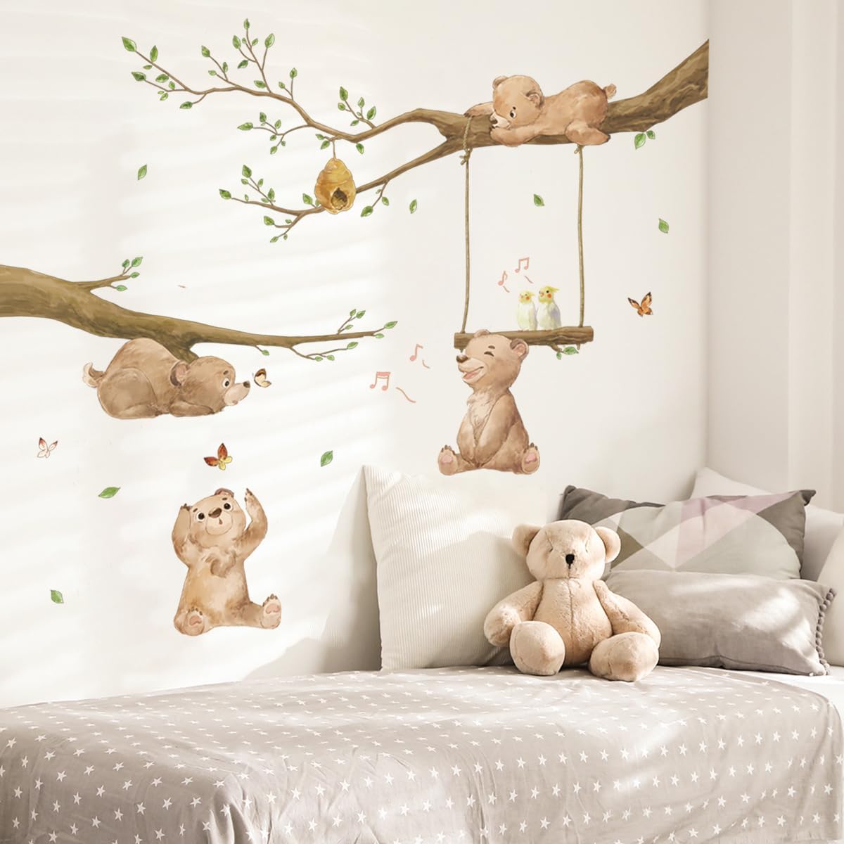 Bear Wall Decal – Woodland Animal Wall Sticker for Nursery & Kids Room