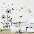 Black Dandelion Wall Decal – Flower & Butterfly Wall Sticker
