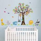 Jungle Animals Tree Wall Decal – Monkey, Giraffe & Elephant Wall Sticker