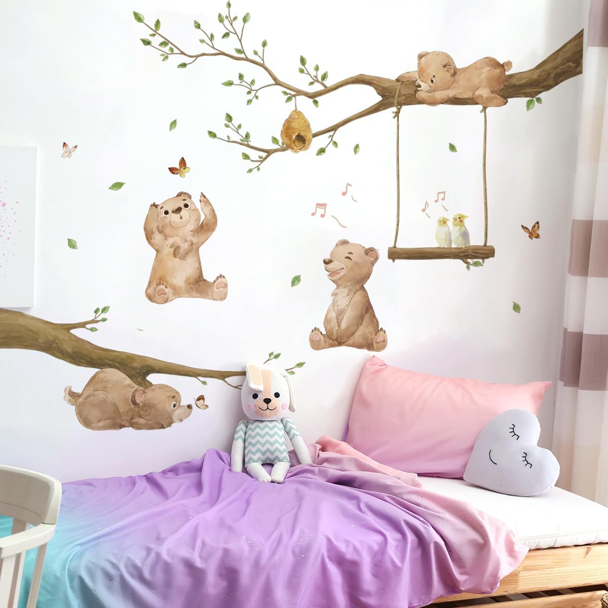 Bear Wall Decal – Woodland Animal Wall Sticker for Nursery & Kids Room