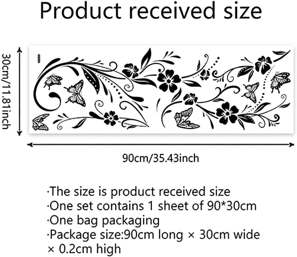 Black Floral Vine Window Cling – Anti-Collision Glass Door Decal