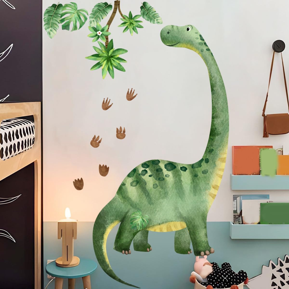 Large Dinosaur Wall Decal – Watercolor Dino Wall Sticker for Nursery & Kids Room