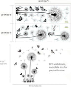 Black Dandelion Wall Decal – Flower & Butterfly Wall Sticker