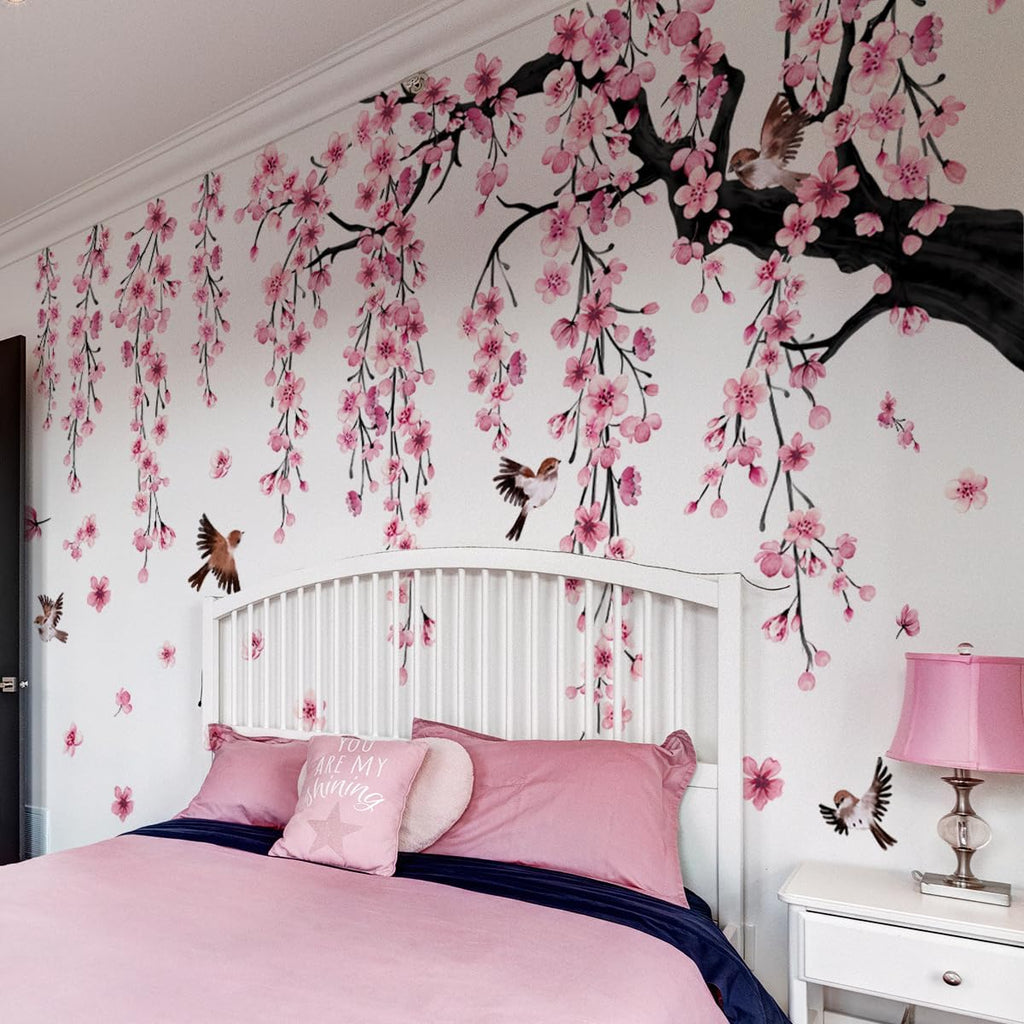 Large Cherry Blossom Tree Wall Decal – Pink Floral Wall Sticker