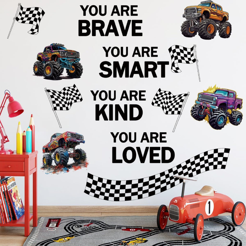 Monster Truck Wall Decal – Racing Car Quote Wall Sticker for Boys Room