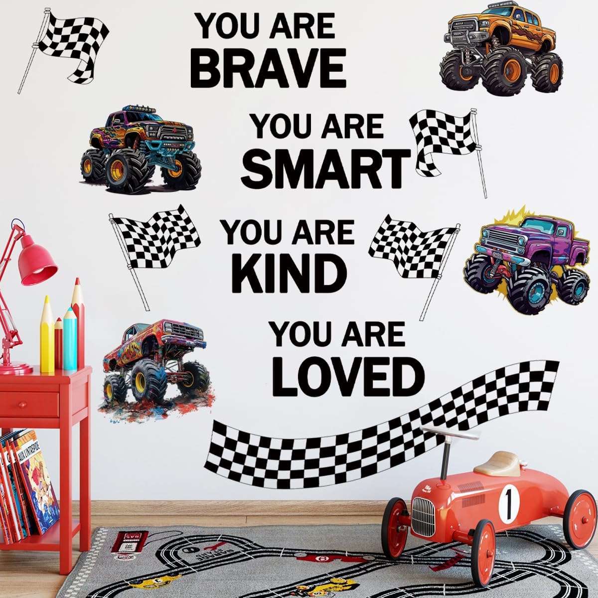 Monster Truck Wall Decal – Racing Car Quote Wall Sticker for Boys Room