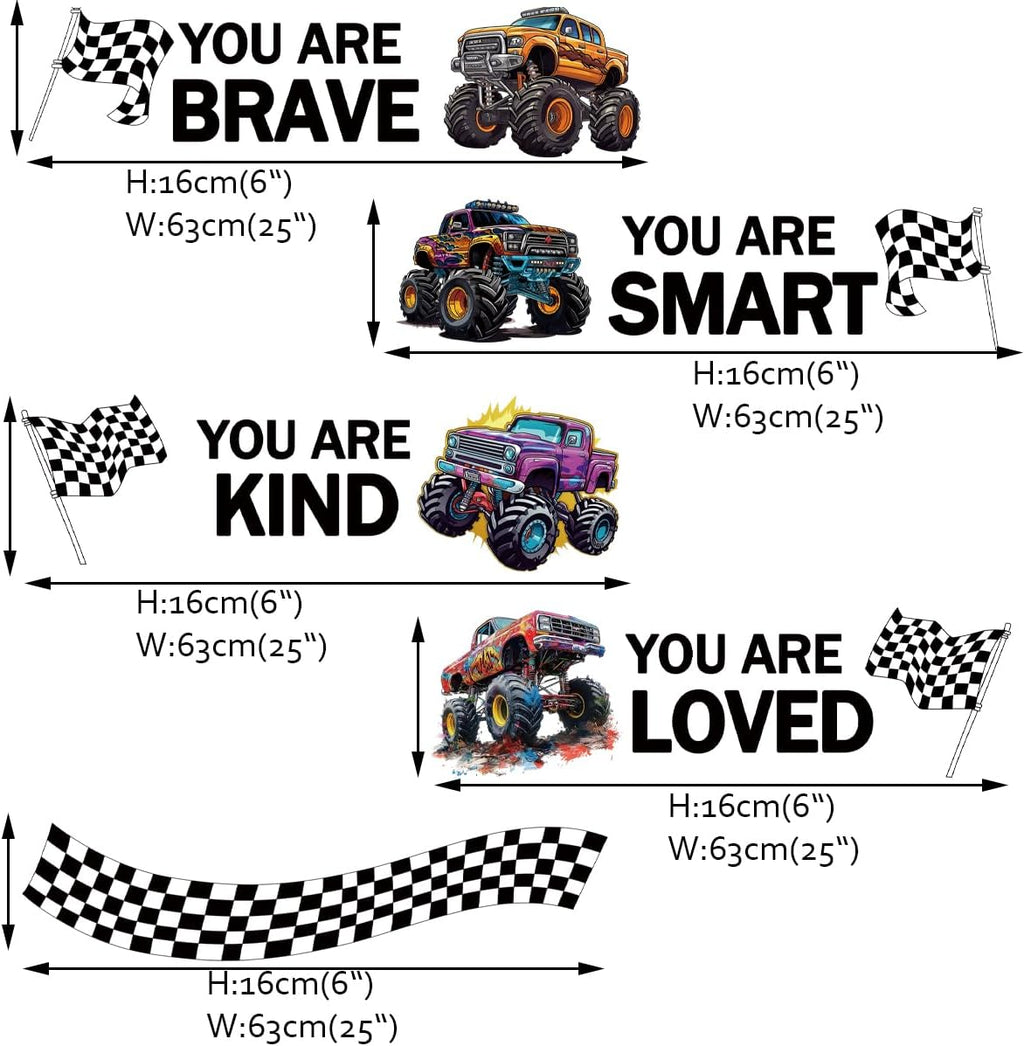 Monster Truck Wall Decal – Racing Car Quote Wall Sticker for Boys Room