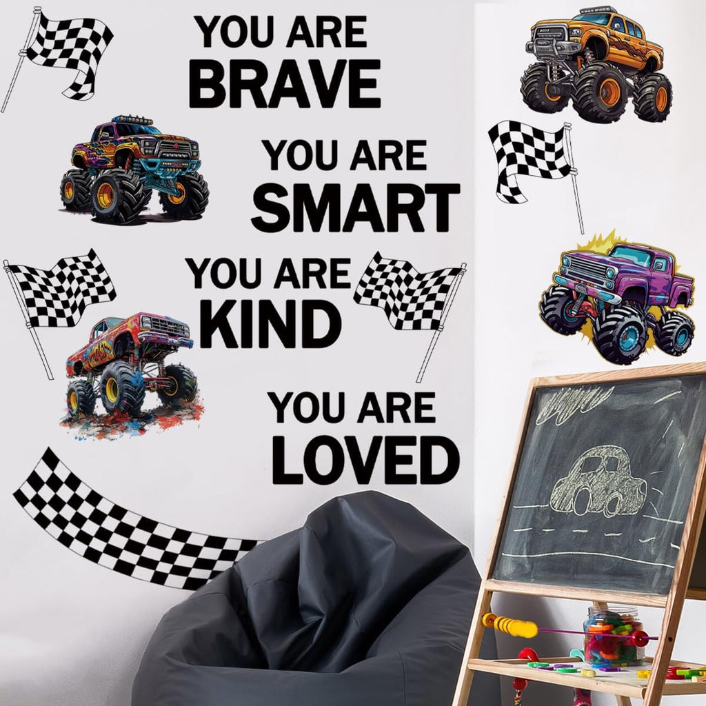 Monster Truck Wall Decal – Racing Car Quote Wall Sticker for Boys Room