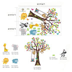 Jungle Animals Tree Wall Decal – Monkey, Giraffe & Elephant Wall Sticker