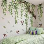 Large Tree Wall Decal – Green Vine Leaf Wall Sticker for Living Room